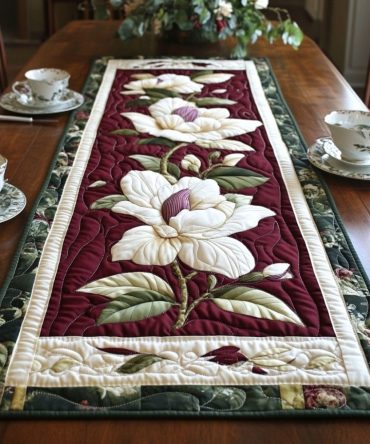 Magnolia Reverie Quilted Table Runner