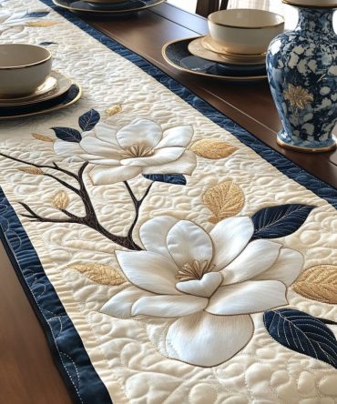 Magnolia Treasure Quilted Table Runner