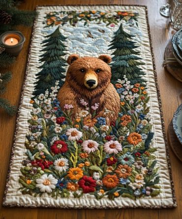 Majestic Bear Quilted Table Runner