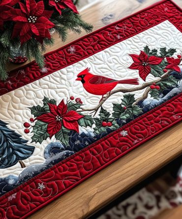 Majestic Cardinal Bliss Quilted Table Runner