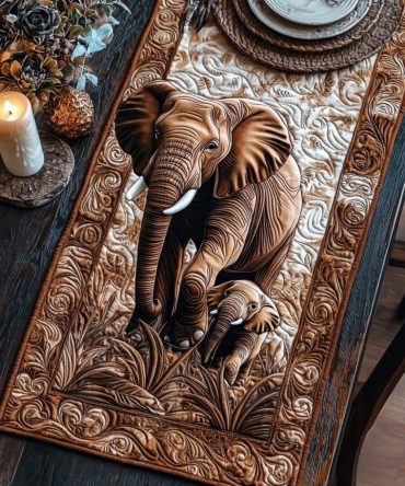 Majestic Elephant Quilted Table Runner