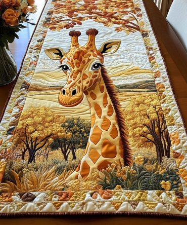 Majestic Giraffe Portrait Quilted Table Runner