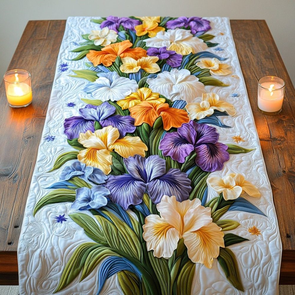 Majestic Iris Quilted Table Runner