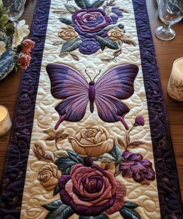 Majestic Moth Quilted Table Runner