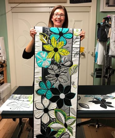 Silver Shadows Quilted Table Runner