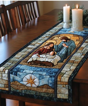 Manger Light Quilted Table Runner