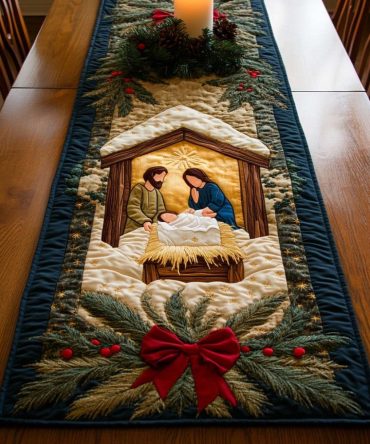Manger Peace Quilted Table Runner