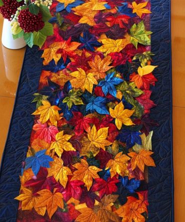 Maple Leaf Kisses Quilted Table Runner
