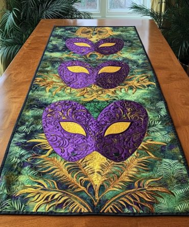 Mardi Gras Charm Quilted Table Runner