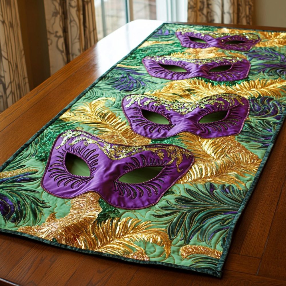 Mardi Gras Whimsy Quilted Table Runner