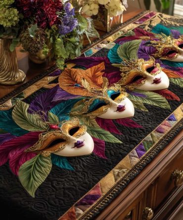 Mask Carnival Quilted Table Runner