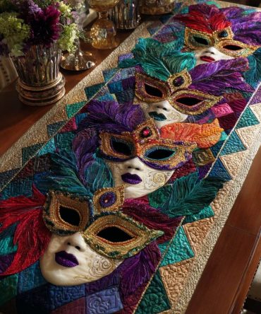Mask Spirit Quilted Table Runner