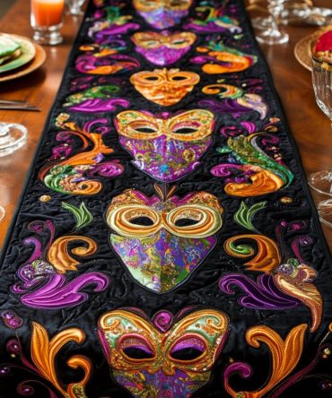 Masked Elegance Quilted Table Runner