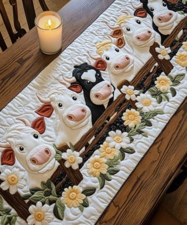 Meadow Moo Quilted Table Runner