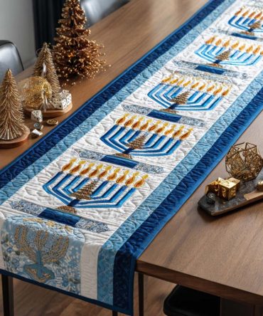 Menorah Glow Quilted Table Runner