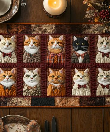 Meow Garden Quilted Table Runner