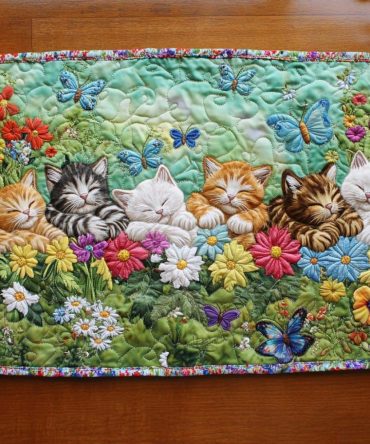 Meow Mosaic Quilted Table Runner