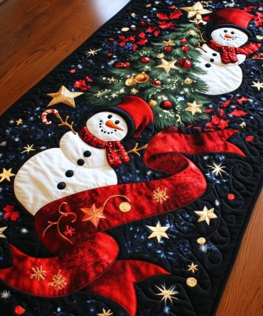 Merry Snowflakes Quilted Table Runner