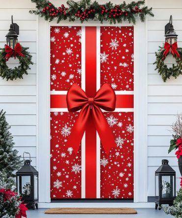 Merry Bow Quilted Door Cover