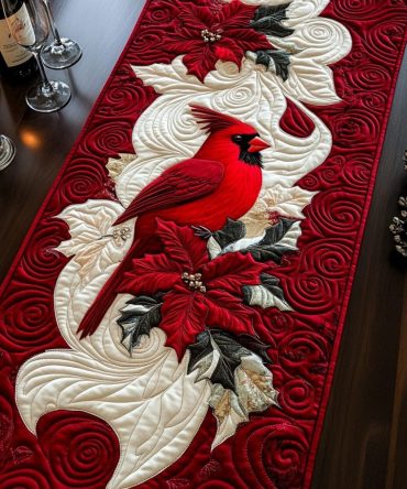 Merry Cardinal Moments Quilted Table Runner