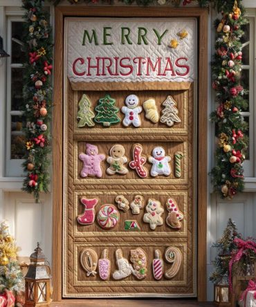 Merry Cookie Greetings Quilted Door Cover