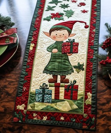Merry Gift Bringer Quilted Table Runner