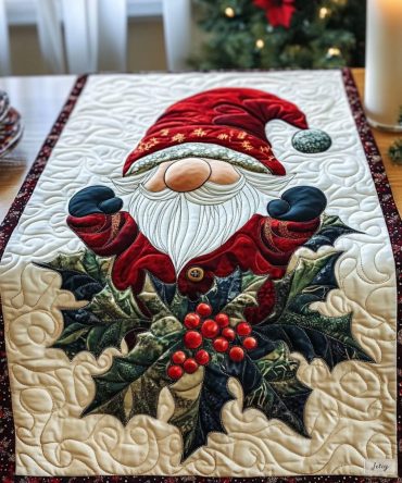Merry Gnome Lane Quilted Table Runner