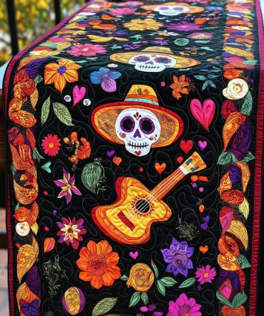 Merry Muertos Charm Quilted Table Runner