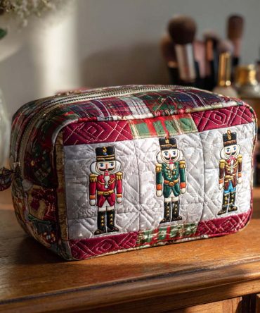Merry Nutcracker Quilted Makeup Bag