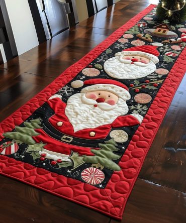 Merry Santa Claus Quilted Table Runner