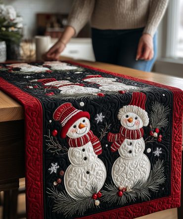 Merry Snow Friends Quilted Table Runner