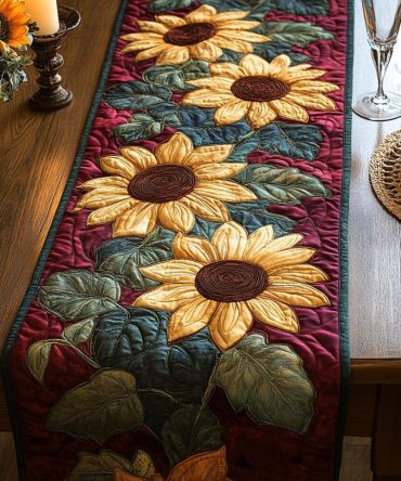 Midnight Bloom Quilted Table Runner