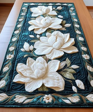 Midnight Magnolia Quilted Table Runner