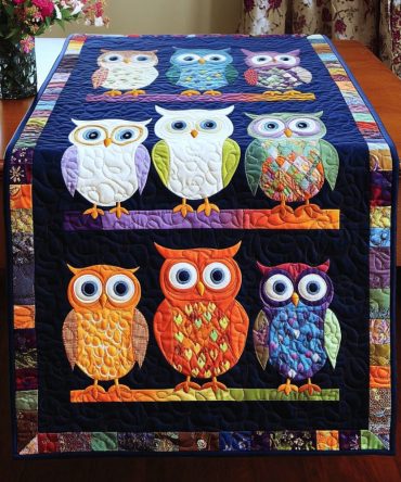 Midnight Owls Quilted Table Runner