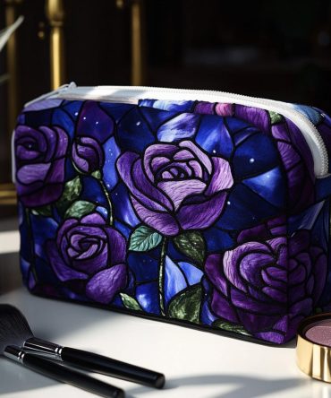 Midnight Rose Quilted Makeup Bag