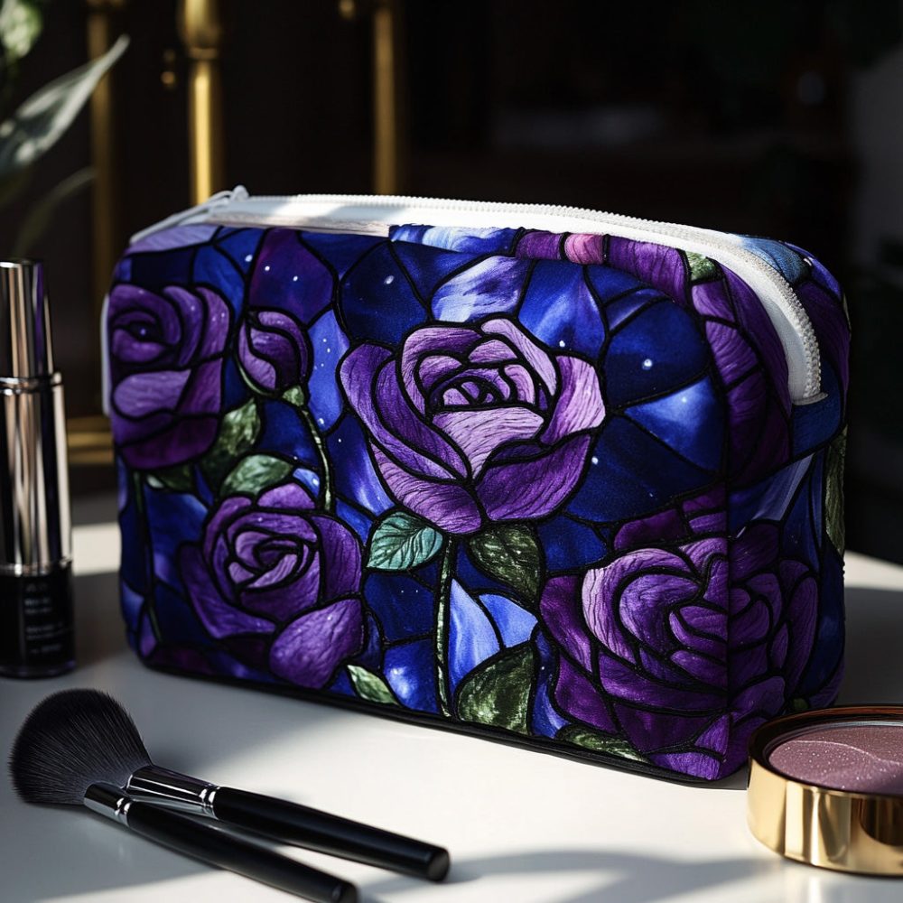 Midnight Rose Quilted Makeup Bag