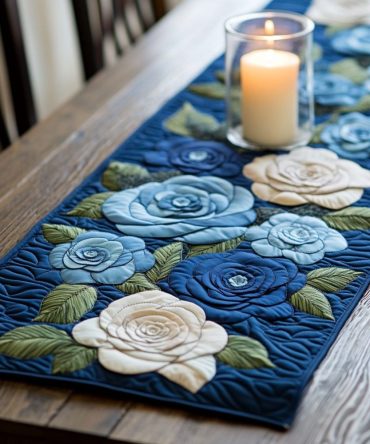 Midnight Rose Quilted Table Runner