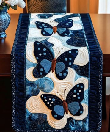 Midnight Sky Butterflies Quilted Table Runner