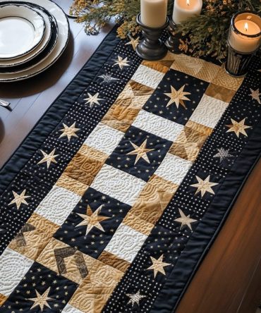 Midnight Spark Quilted Table Runner