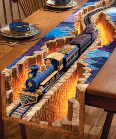 Midnight Toy Express Quilted Table Runner