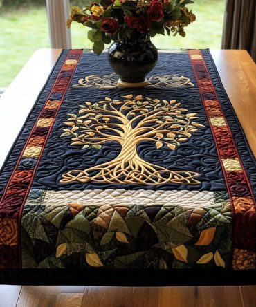 Midnight Tree Quilted Table Runner