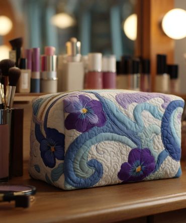 Midnight Violet Quilted Makeup Bag