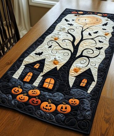 Midnight Windows Quilted Table Runner