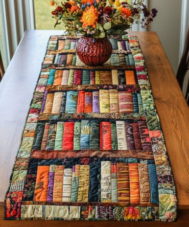 Modern Bookshelf Quilted Table Runner