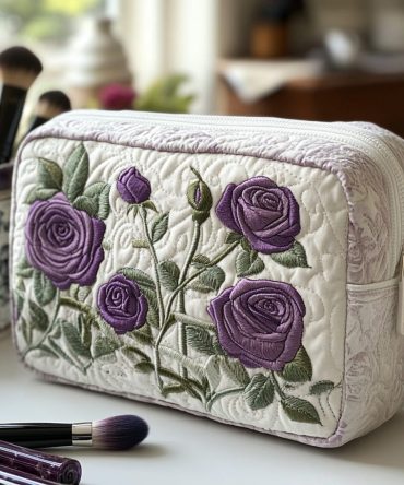 Moonlit Bloom Quilted Makeup Bag