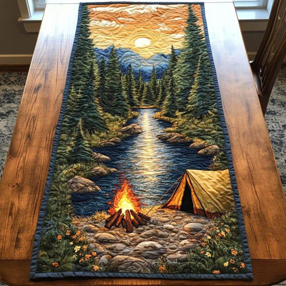 Moonlit Camp Quilted Table Runner