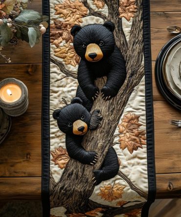 Moonlit Cub Quilted Table Runner