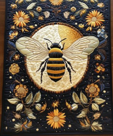 Moonlit Honeybee Quilted Table Runner