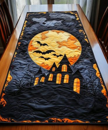 Moonlit House Quilted Table Runner
