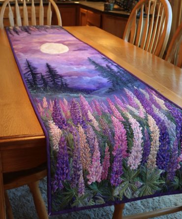 Moonlit Lupine Quilted Table Runner